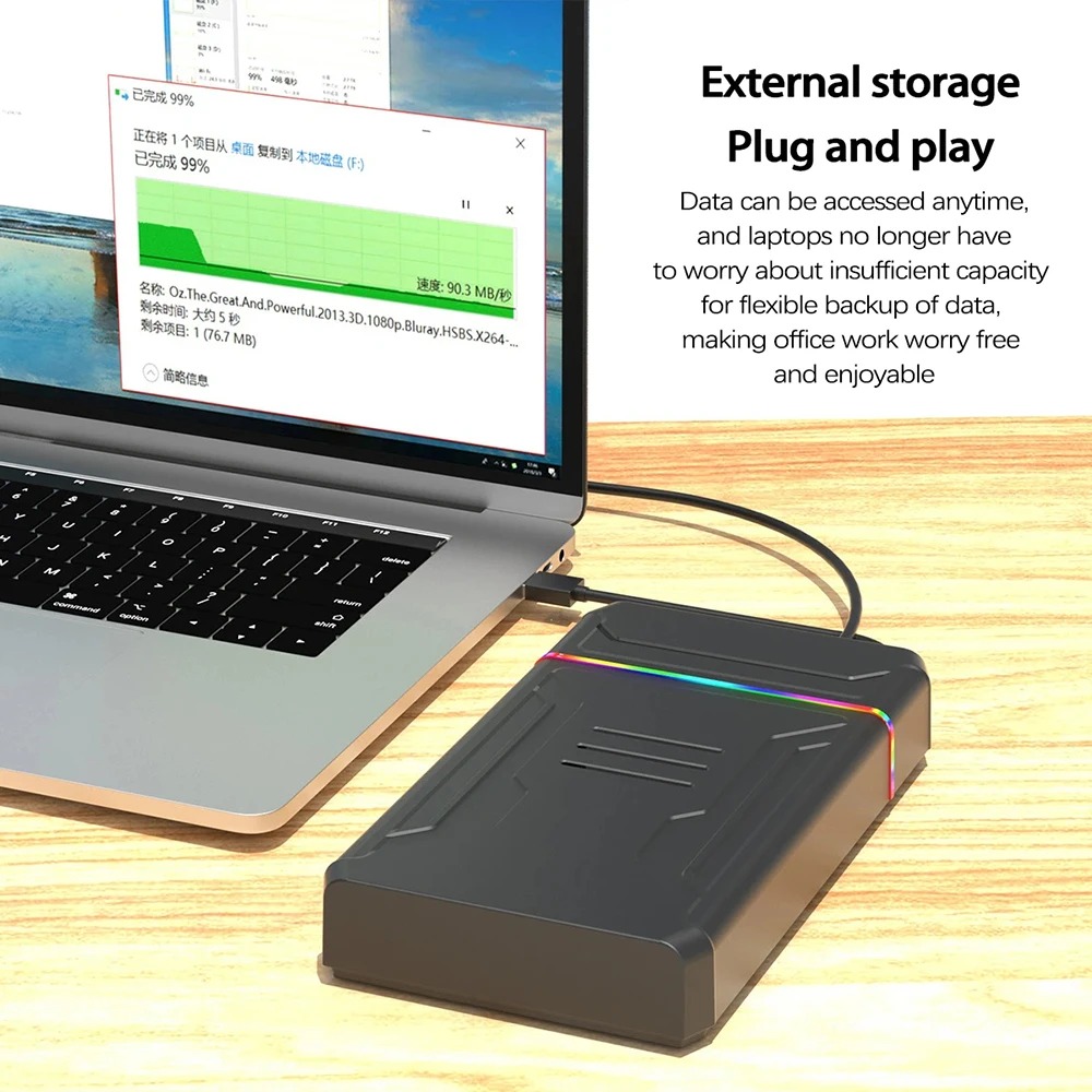 2,5/3,5 Zoll Festplattengehäuse SATA auf Typ C Festplattengehäuse-Adapter bis zu 6 Gbit/s Externe Festplattengehäuse für PC Laptop 12 V 3 A Strom