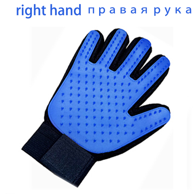 Guante de aseo para perros, gatos y mascotas, cepillo de baño, guantes de limpieza efectiva, depilación: Blue Right