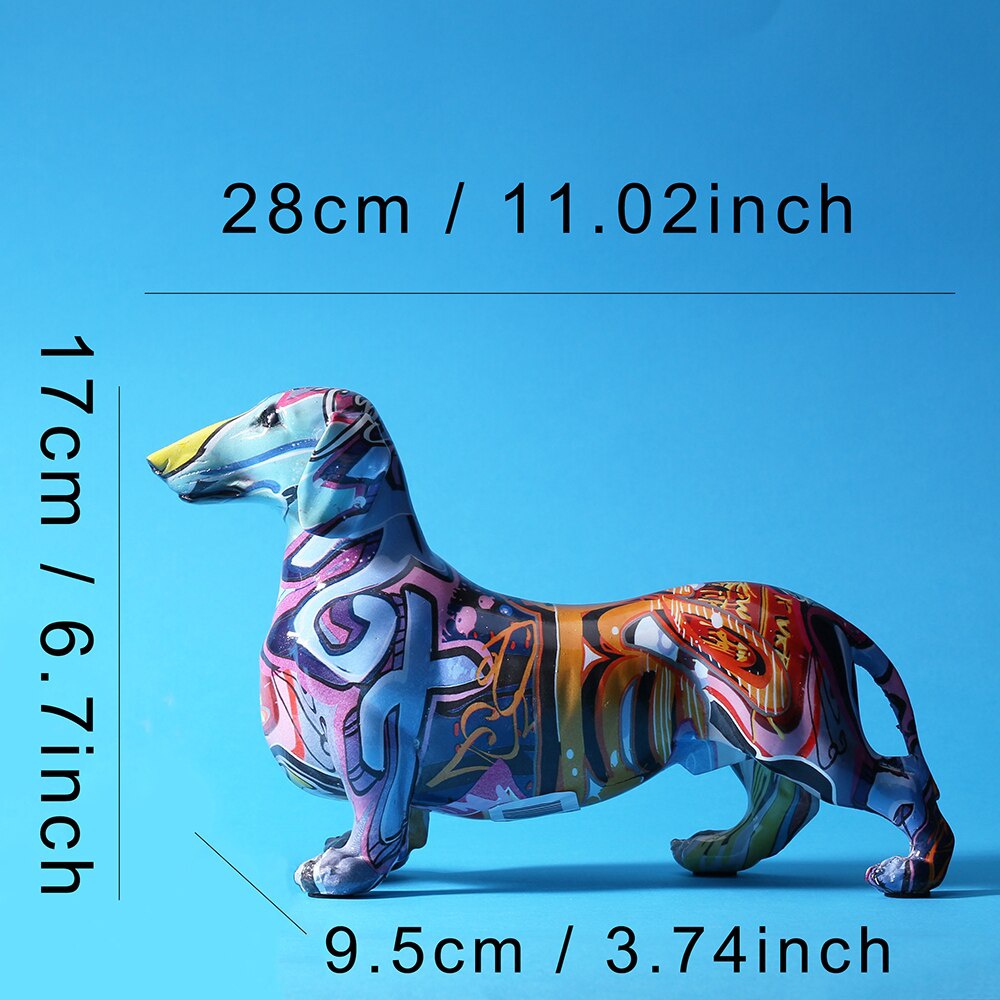 Geschilderde Kleurrijke Teckel Hond Creatief Huis Moderne Decoratie Ornamenten Woonkamer Wijnkast Kantoor Decor Desktop Ambachten