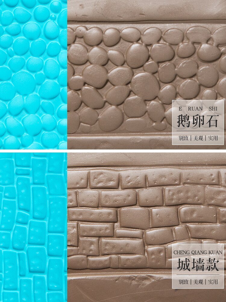Outils de texture d'art de poterie, moules en plastique argile polymère, dispositif de gaufrage en argile douce, motif d'arbre/motif mural 6 pièces