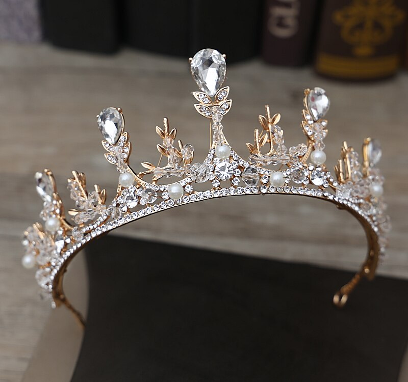 Koreanische Gold Ohrringe Halsketten Tiara schmuck einstellen Braut Zubehör Hochzeit Schmuck