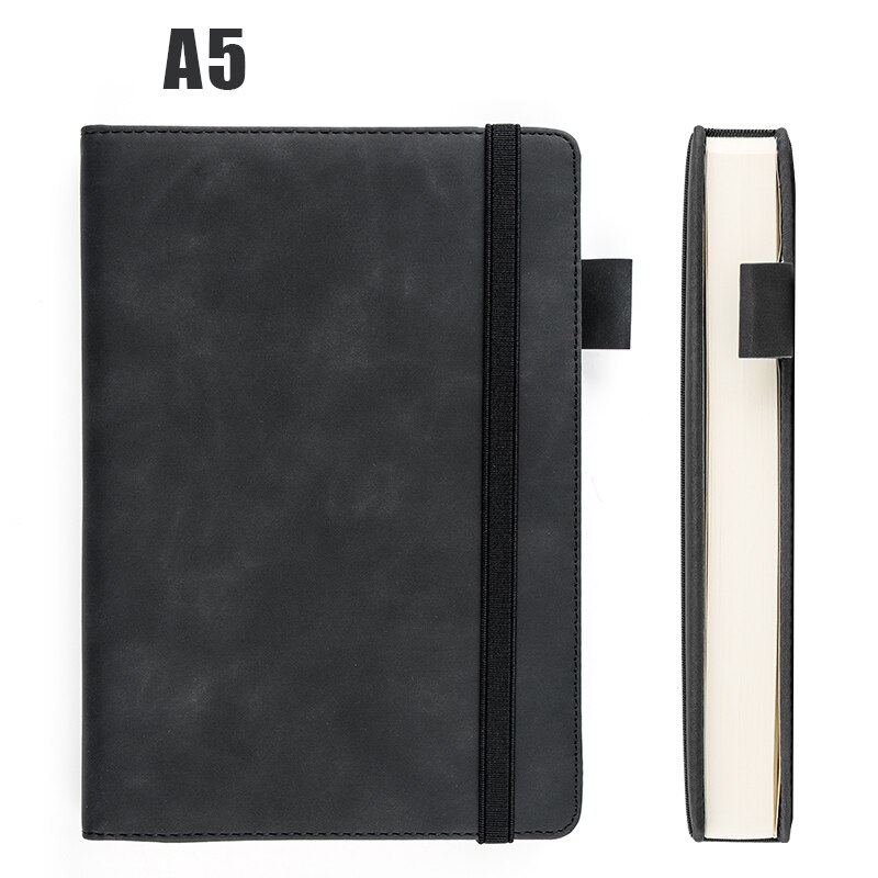 360 Pages Super Thick Wax Sense Leather A5 Notebook Business Office Daily Work Notebook NotebookS Free Portrayal Company Logo: black
