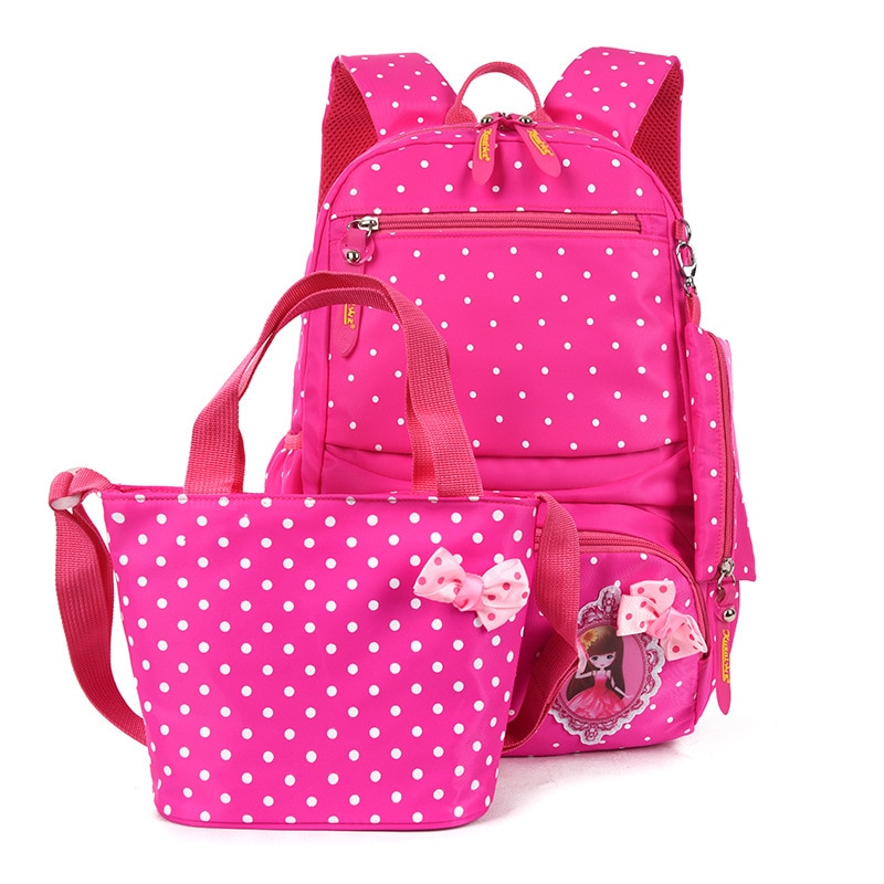 Nylon Waterdichte Schooltas Primaire Student' S Boek Tas Meisje Licht Rugzak Punt Kinderen 3 Stuks Schoudertas mochila