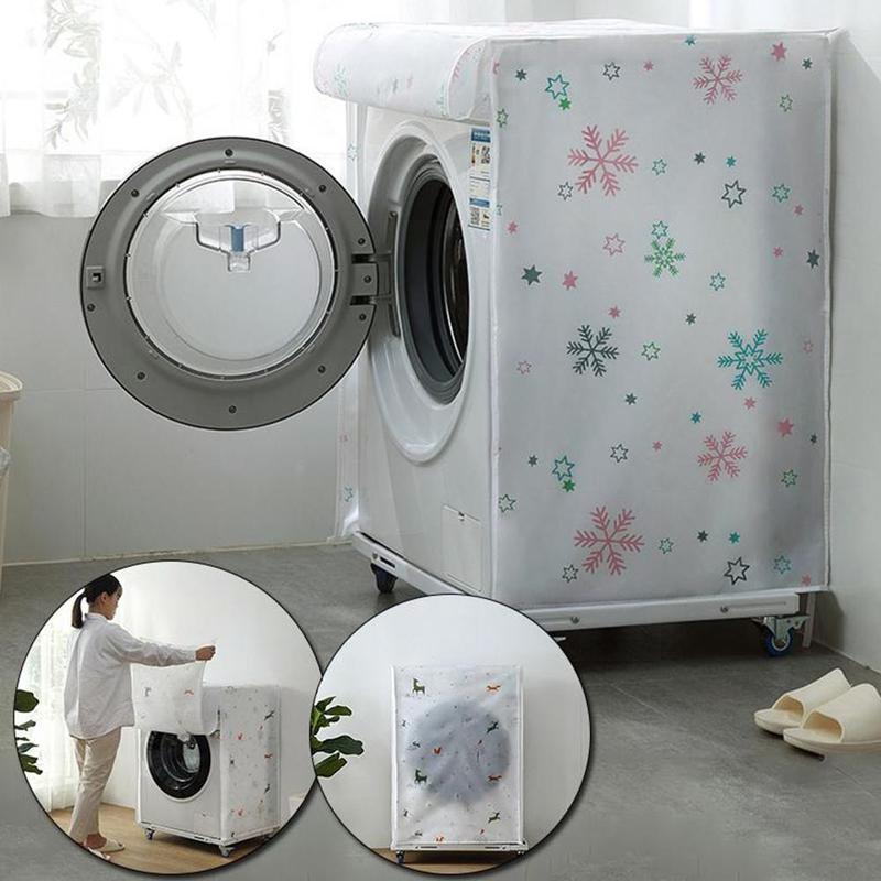 Washing Machine Cover Peva Proof Open Protective Cover Dust Sunscreen Front Waterproof Dust Top K0q4