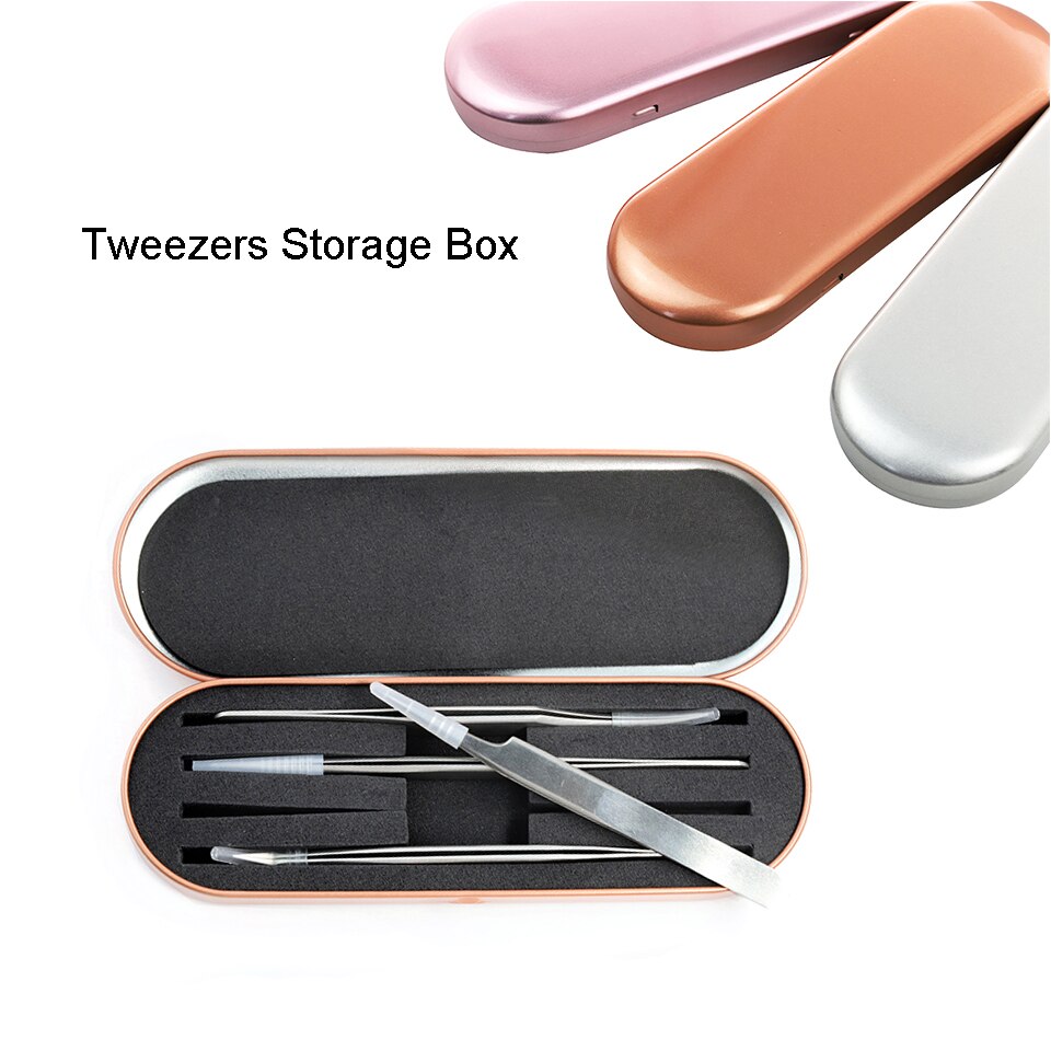AGUUD Russian Volume Lash Tweezers Eyelash Extension Straight and Curve Stainless Steel Tweezer Makeup False Lash Tweezer Stand