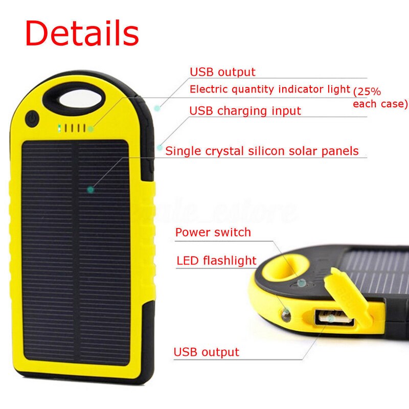 Panel solar portátil eficiente, cargador de batería Dual 2 USB, reemplazo de carcasa, bricolaje, 5000mah