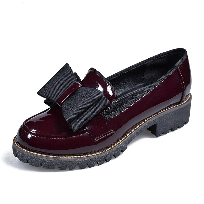 Frauen Oxfords Schuhe Plattform Creepers Student Goth Schule JK Wohnungen Zapatos Mujer Damen Loafers Plus Größe 41 42: Rot / 6,5