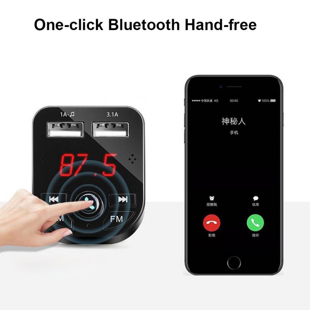 Coche reproductor mp3 bluetooth transmisor fm Kit manos libres coche transmisor FM RECEPTOR cargador USB pantalla LCD
