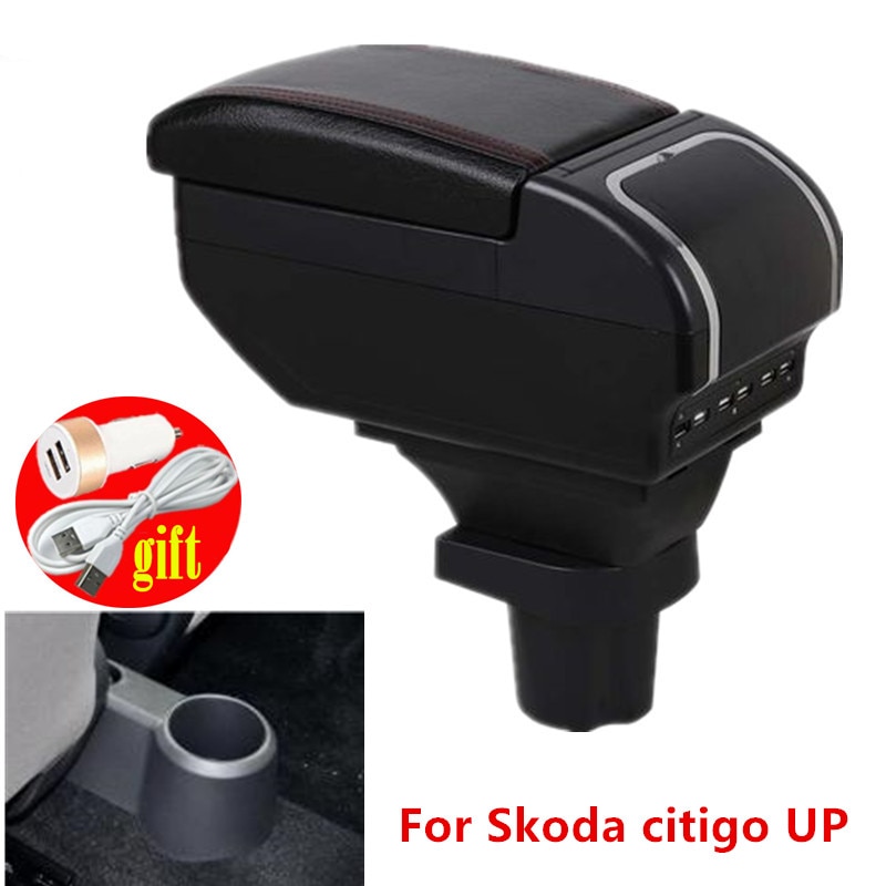 Voor skoda citigo omhoog armsteun box centrale opslag inhoud box producten accessoires met usb-interface