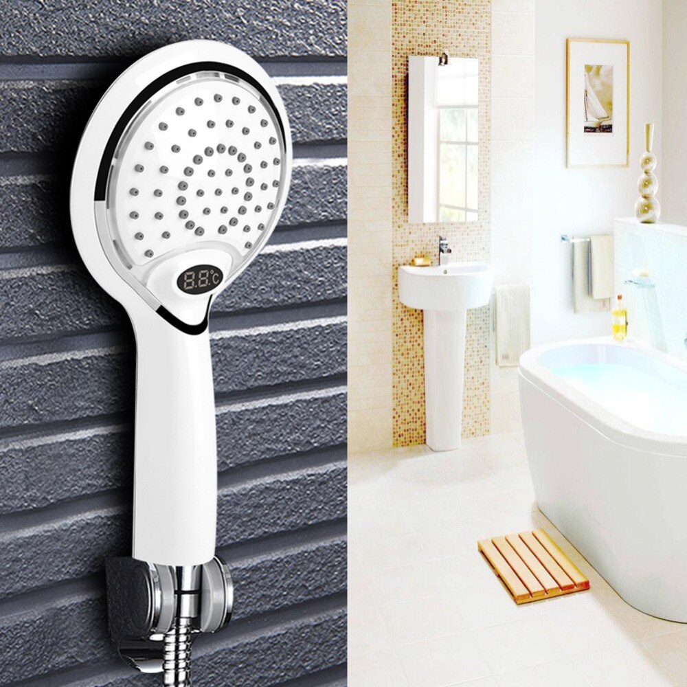 Led bruser spray hoved håndholdt badeværelse bruser spray hoved digital temperatur display 3 farver led led bruser sprinkler led
