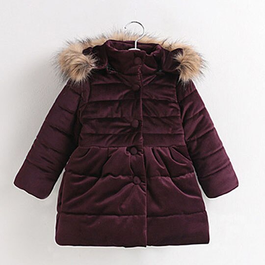 Dziewczyny płaszcz zimowy łuk dzieci ciepłe kurtki zimowe dzieci dziewczyny parki płaszcze dziewczynka boże narodzenie odzież wierzchnia dla 2 4 7Yrs ubrania: WineRed / 2T