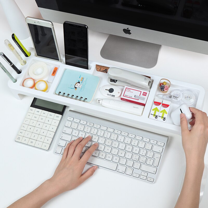 Office Stationery Storage Box Keyboard Storage Rack Stationery Organizer Pencil Holder Cell Phone Stand Grid Multi-function