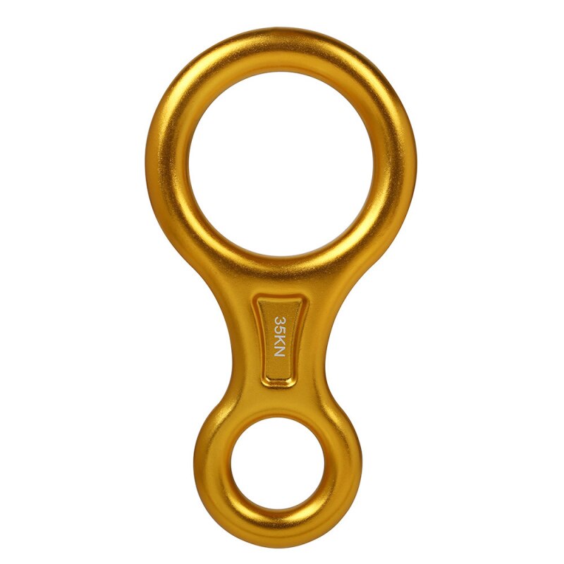 Mosquetón de caída de velocidad al aire libre 8 anillos dispositivo de descenso de alta altitud dispositivo de descenso Protector de equipos de escalada Accesorios: gold  yellow