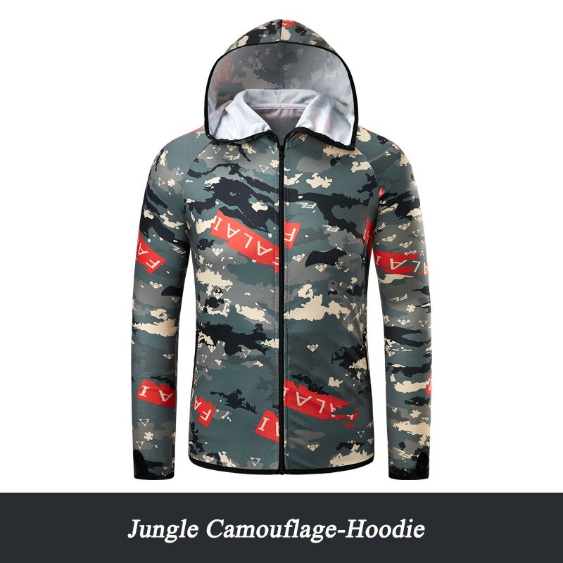 Camouflage Vissen Shirt Ademende Vissen Kleding Mannen Waterdichte Vissen Shirts Vissen Jas Sneldrogend Vissen Kleren: Jungle -hoodie / l