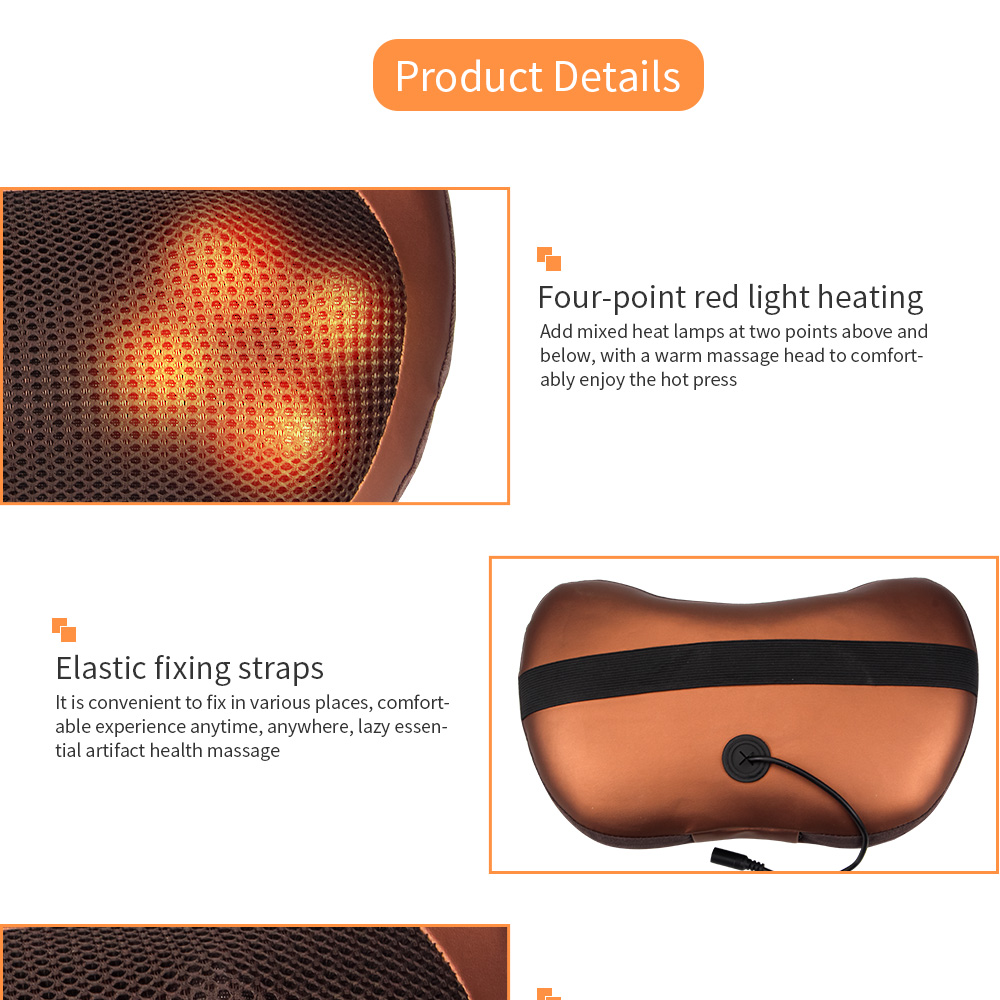 Electric Massage Pillow 8D Head Infrared Heating Neck Massager Home Car Multifunctional Shiatsu Massage Relaxation Body Machine