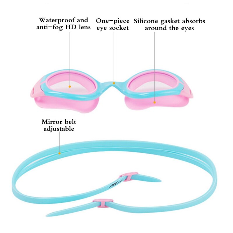 Børn teenagebriller børn pige dreng vandtæt anti-tåge hd plating svømmebriller justerbar svømmebriller