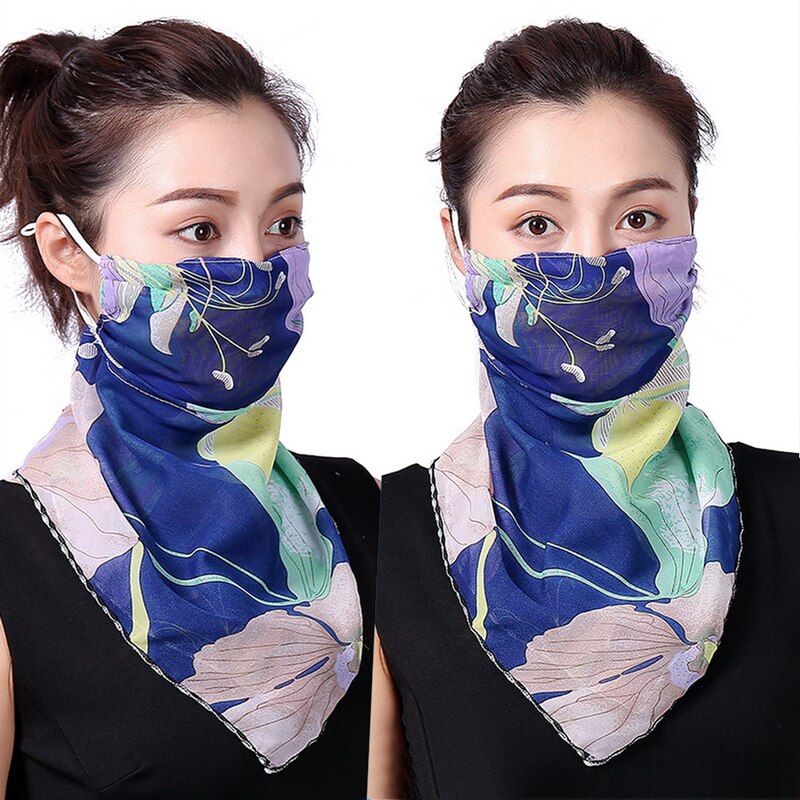 Women Choffin Face Mouth scarf Sun Protection Scarves Neck Cover Solid Hiking Riding Ring Wraps Desiner Print: MS13