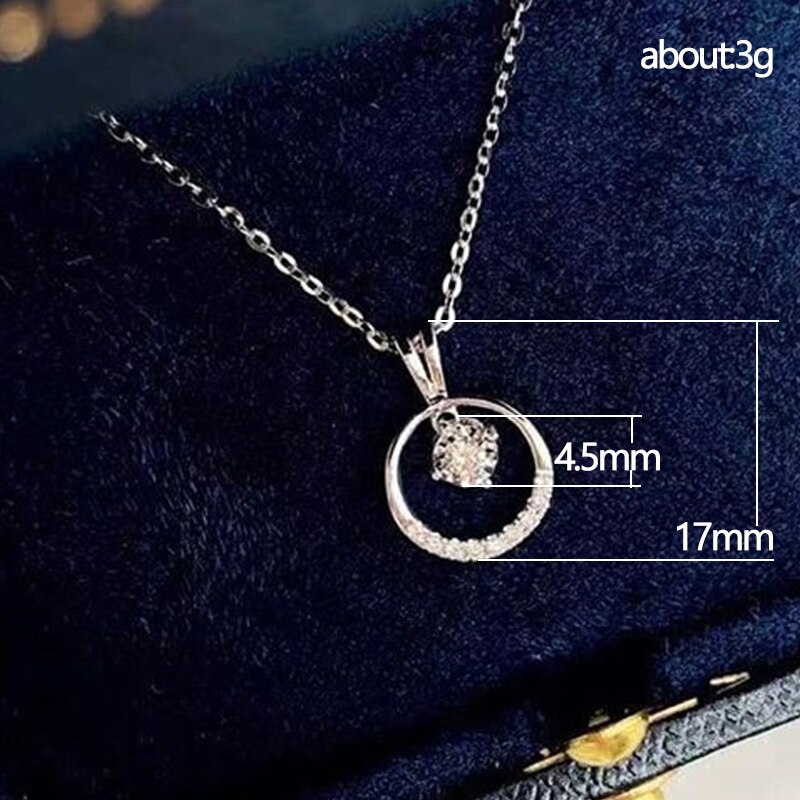 Huitan Mode Ronde Cirkel Hanger Ketting Met Witte Zirconia Delicate Vrouwen Accessoires Bulk Sieraden
