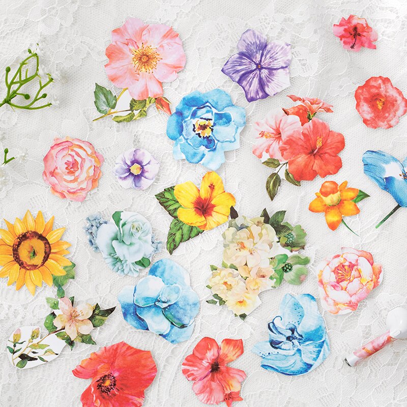 16 pakker/parti blomsterhage tur serie skrivesaker klistremerke dekorasjon delt antrekk teip papir maskering washi klistremerke