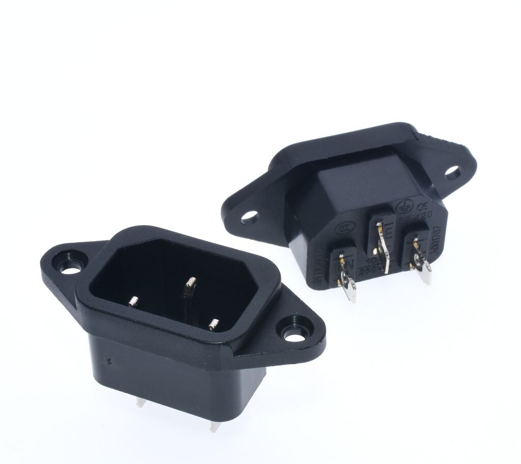 10Pcs IEC320 C14 Male 3Pin Chassis Panel Mount Power Socket AC250V/10A