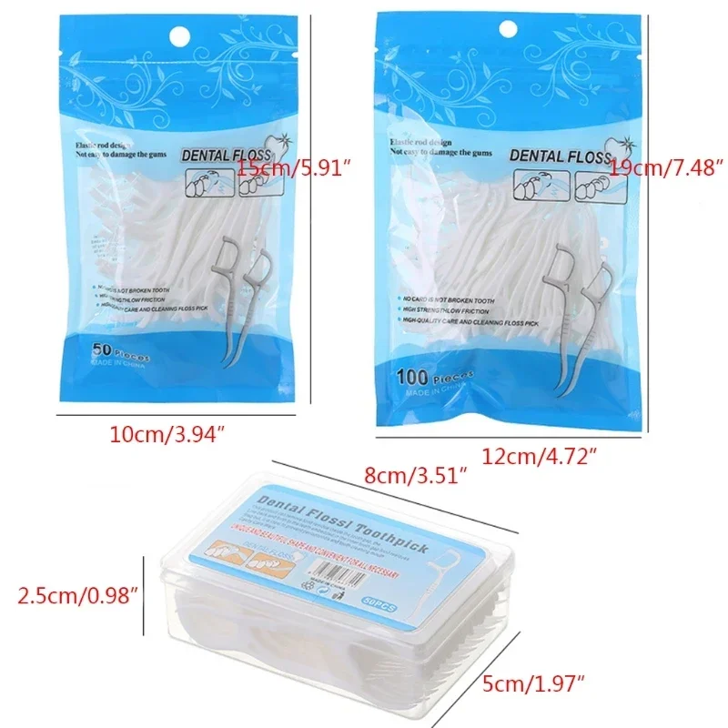 50/100 Uds. Palillos de hilo Dental, palillos de dientes, limpieza Dental, cepillo Interdental, herramienta de cuidado de higiene bucal