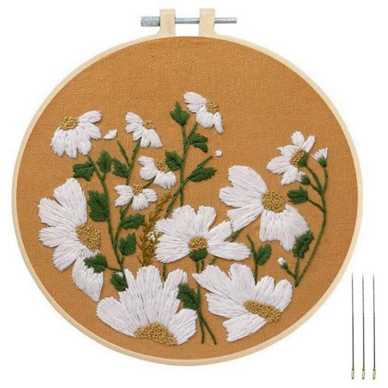 Lber broderi nybörjarkit, broderi startpaket gör det själv blommigt sidenband broderi nybörjarkit liten krysantemum