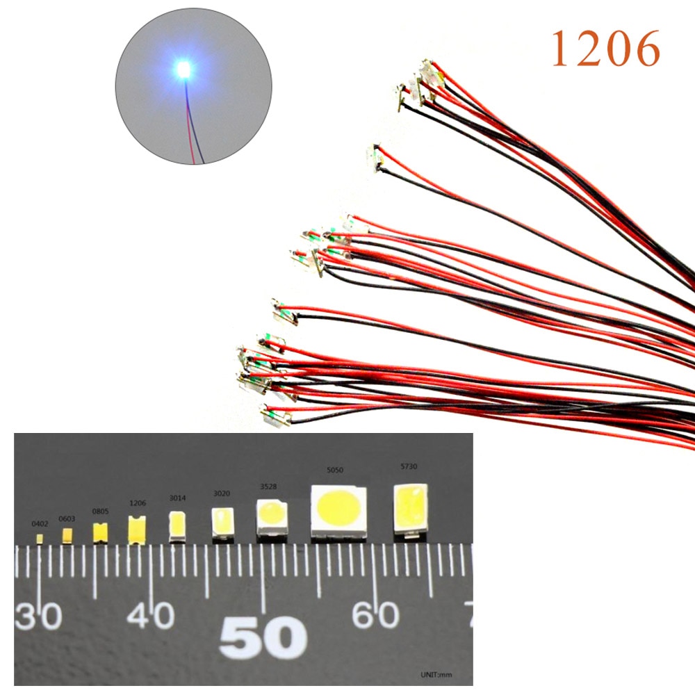 Wired Led SMD 1206 3V Ha Condotto La Lampada Modelli Treno Pre-saldato Micro Litz Per La Stazione Ferroviaria di Illuminazione di Paesaggio