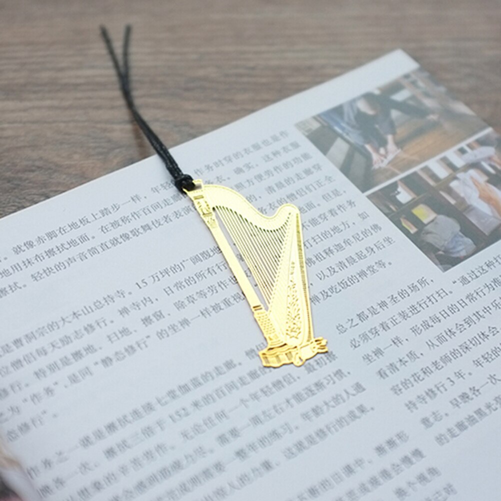 Nuova Sveglia di Musica Kawaii Oro Segnalibri In Metallo Pianoforte Chitarra Tromba Disegni Preferiti Corea Cancelleria Regali