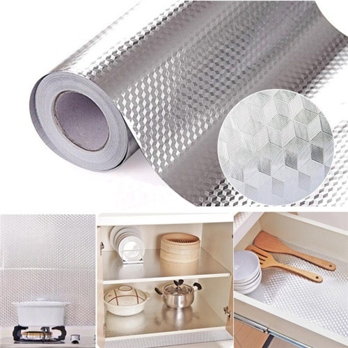 Aluminium Folie Zelfklevende Waterdicht Behang voor Keuken Sticker DIY Home Decor Behang 40 × 100cm
