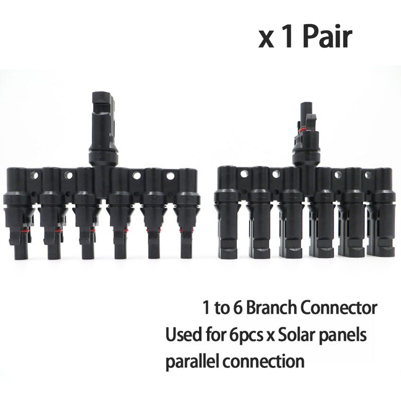 1pair x PV T Branch parallel connection 30A 1000V Electrical PV Connector Photovoltaic 2pcs solar Panel Cable Wire Connect 3T 4T: 6T