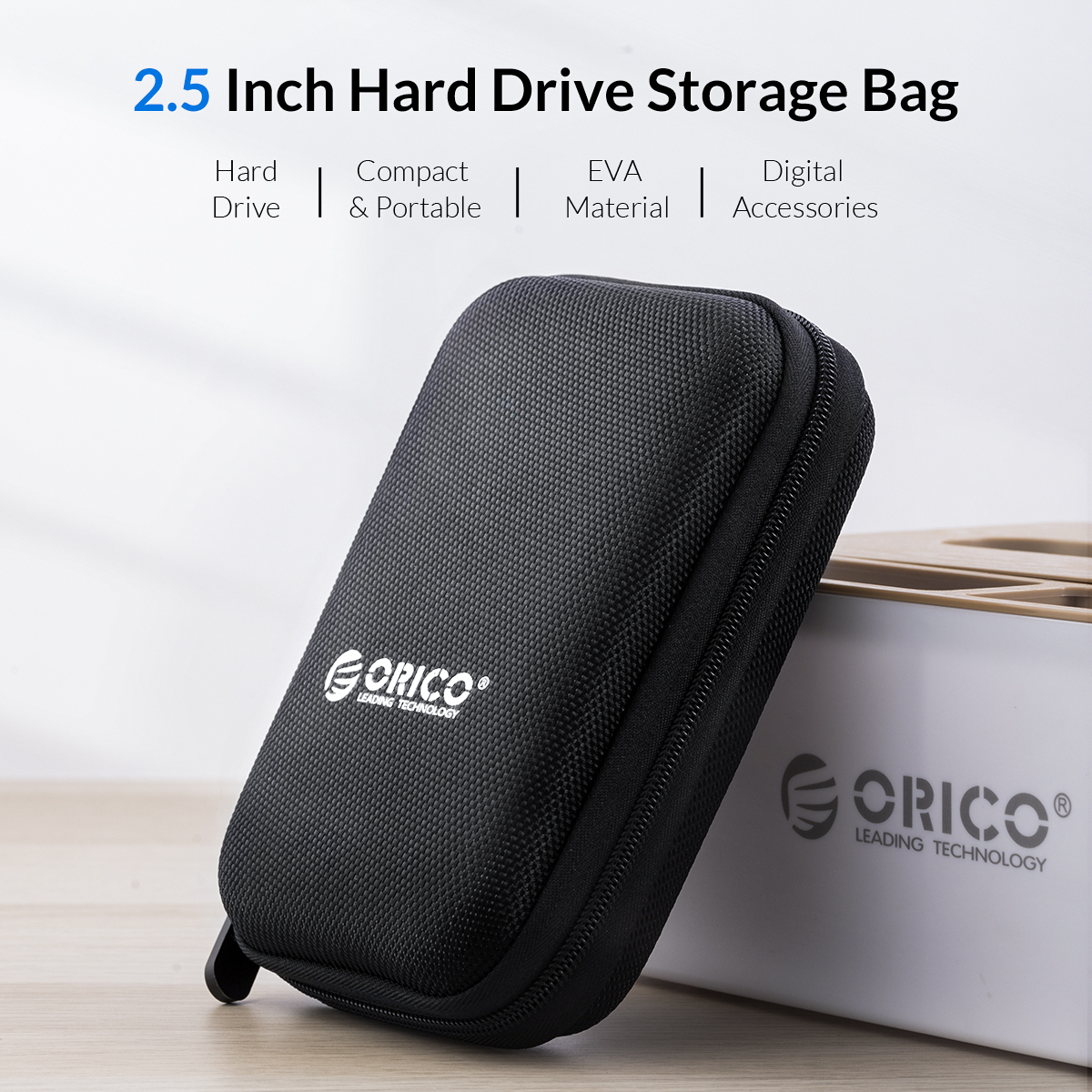 ORICO Caja para HDD de 2,5 pulgadas, bolsa para disco duro portátil para disco duro externo, caja para HDD portátil, protección de almacenamiento, negro/rojo/azul
