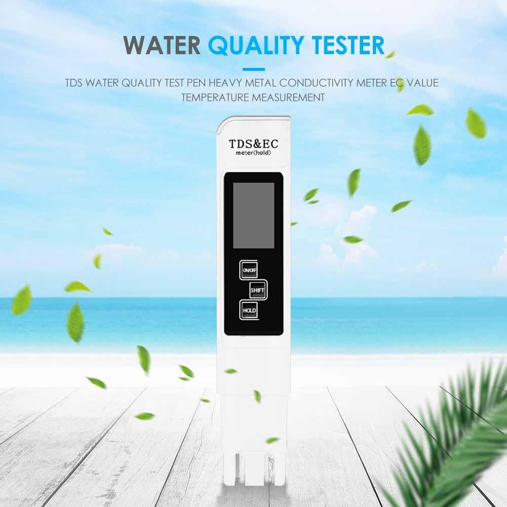 Penna per Test di qualità dell'acqua 3 In 1 Display digitale Lcd Tds conduttimetro per metalli pesanti misurazione della temperatura del valore Ec