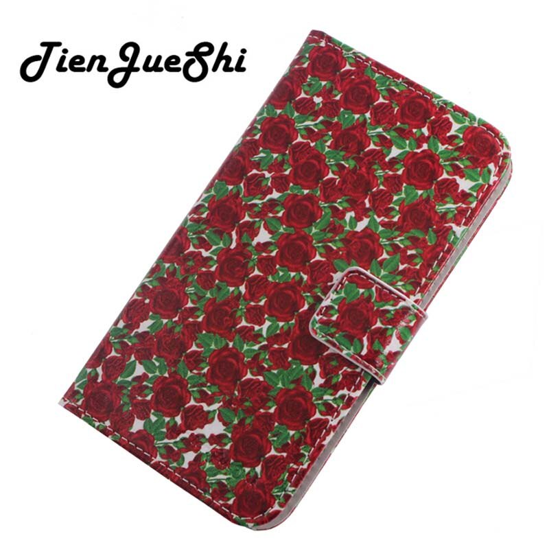 TienJueShi livre Style rabat Protection en cuir couverture coque de téléphone pour Gigaset GS110 6.1 pouces pochette coque portefeuille Etui peau: Rose Flower