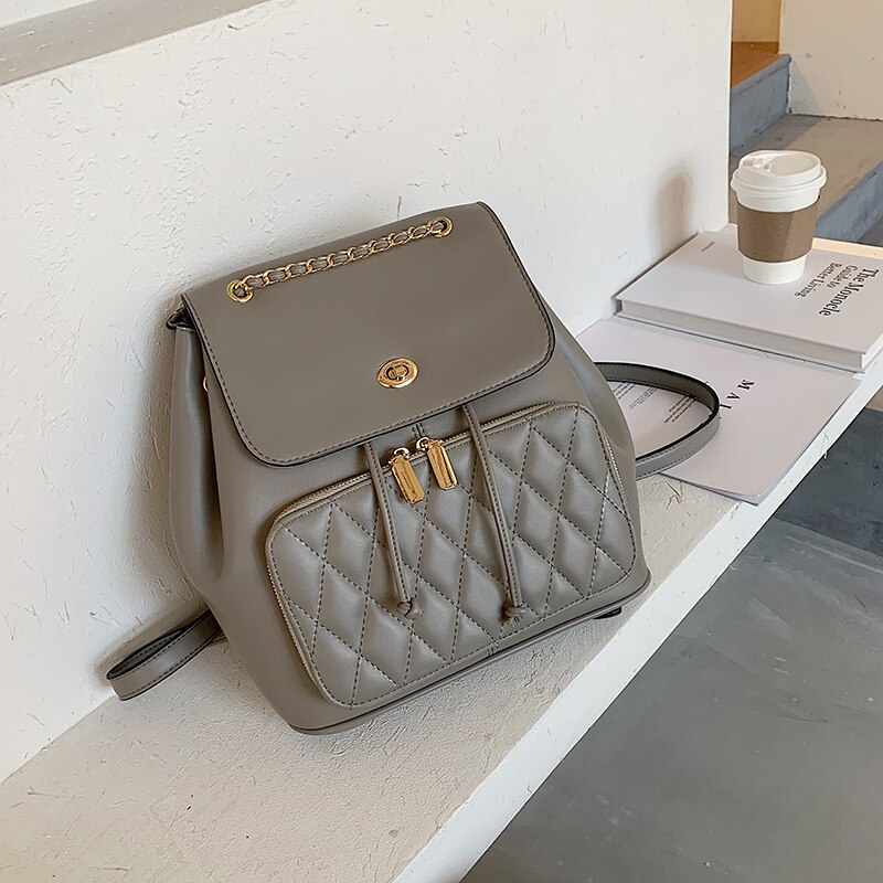 Mode Vrouwen Rugzak Tas Pu Leer Vrouwen Rugzak Ontwerpers Voor Tiener Meisje Reizen Boeken Rugzak: Gray