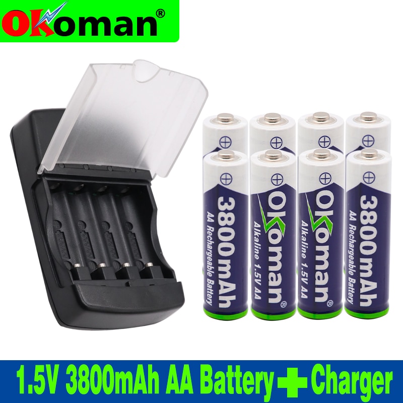 AA 3800mah 1.5V alkaline rechargeable battery for LED light electric toy battery and four-slot alkaline battery charger