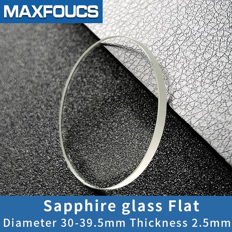 Ur glas safir erstatning flad 2.5mm tyk i diametre 30mm-39.5mm gennemsigtige krystal 1 stk