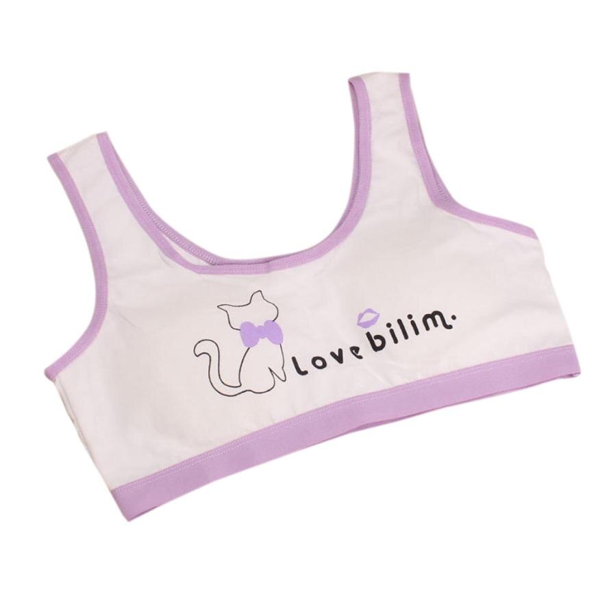Kids Bra For Teenage Girls Cotton Children Girls Underwear Clothing Teen Sports Bra with Chest Pad Puberty Girl training Bra: Purple