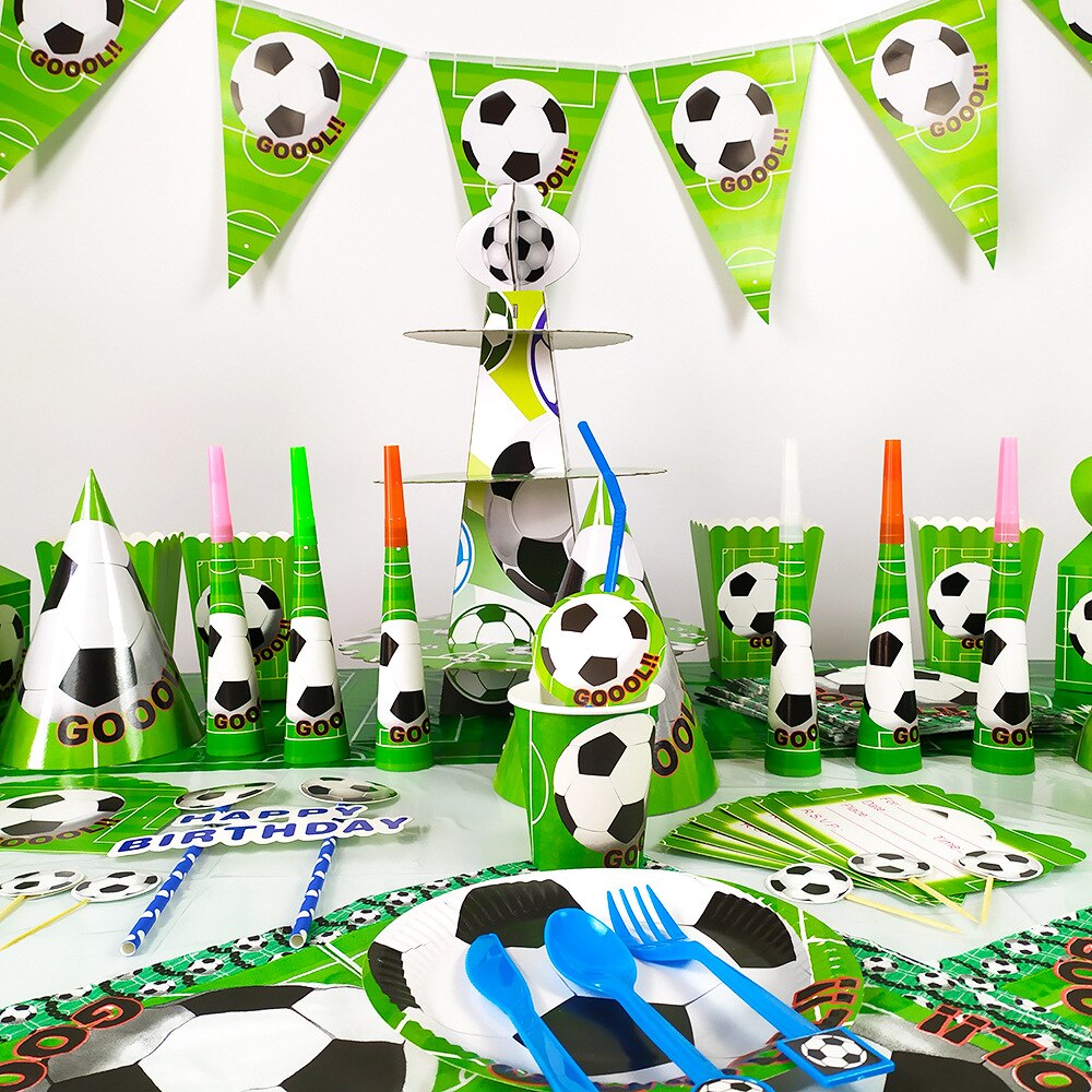 World Cup football children birthday party decoration flag pull mask tablecloth paper plate cutlery set ，baby shower