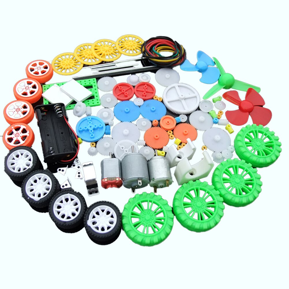 112Pcs DC Motor Kit Electric Mini Motor with Plastic Gears Motor Mounting Bracket Shaft Propeller for DIY Science Projects