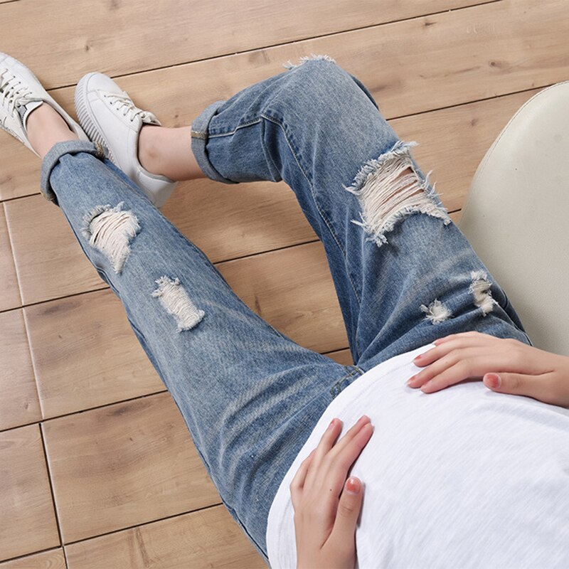 Barsel tøj jeans bukser til gravide kvinder tøj ammende bukser graviditet overalls denim lang prop mave legging