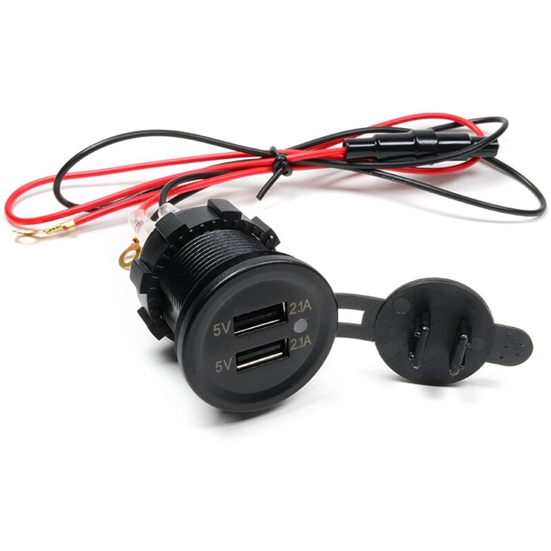 IP66 Water Proof 12V DC 2 USB Motorcycle Cigarette Lighter Socket Charger Connector and Fuse Converter Plug for Car Moto Boat