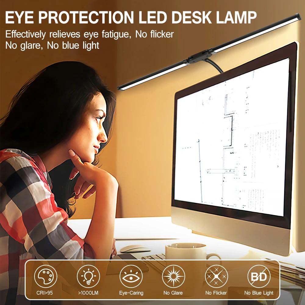 Dubbele kop LED-clip bureaulamp Architect tafellamp voor thuiskantoorverlichting 3-kleurmodus en 10 dimbare oogbescherming bureaulampen