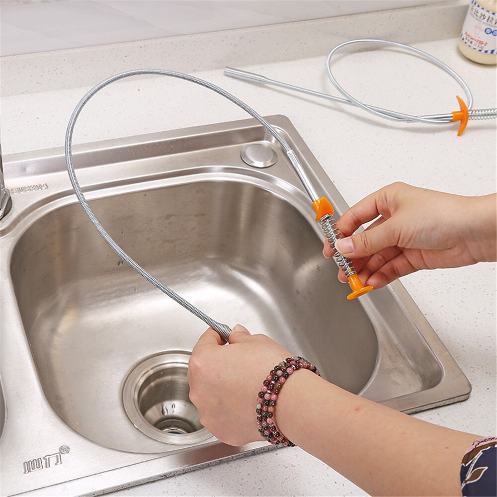 Sink Drains Grabber Tool Flexible Long Reach Claw Pick Up Narrow Bend Curve Floor Drain Sewer Spring Grip Cleaner
