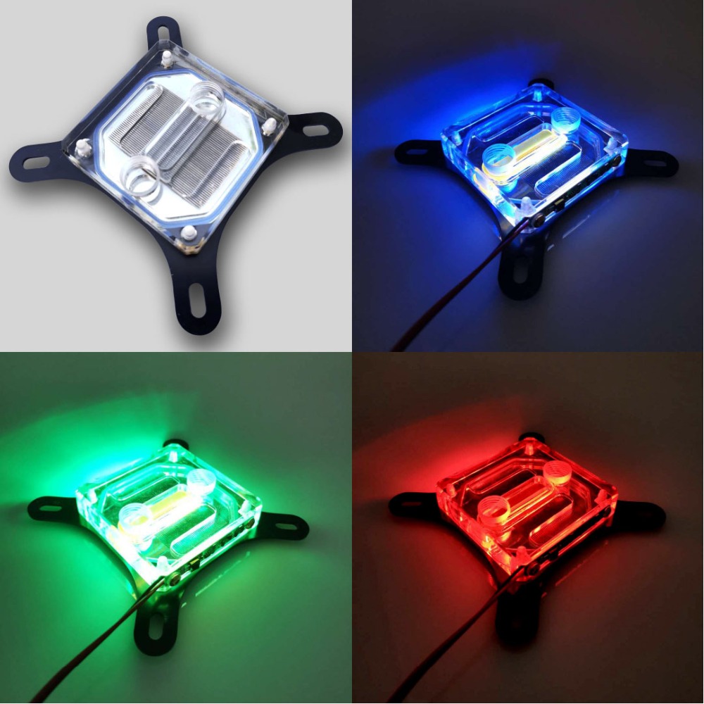 intel CPU water cooling block ,waterblock 0.4MM microcutting micro waterway copper nickeled 115x,rgb light,emote control