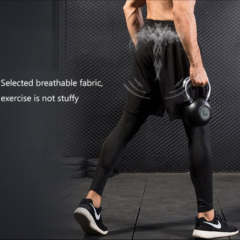 Männer Lauf Hosen 2 In 1 Sport Fußball Training Jogging Hose Atmungsaktiv Schnell Trocknend Engen Fitness-Studios Fitness Hosen für männer Männlich