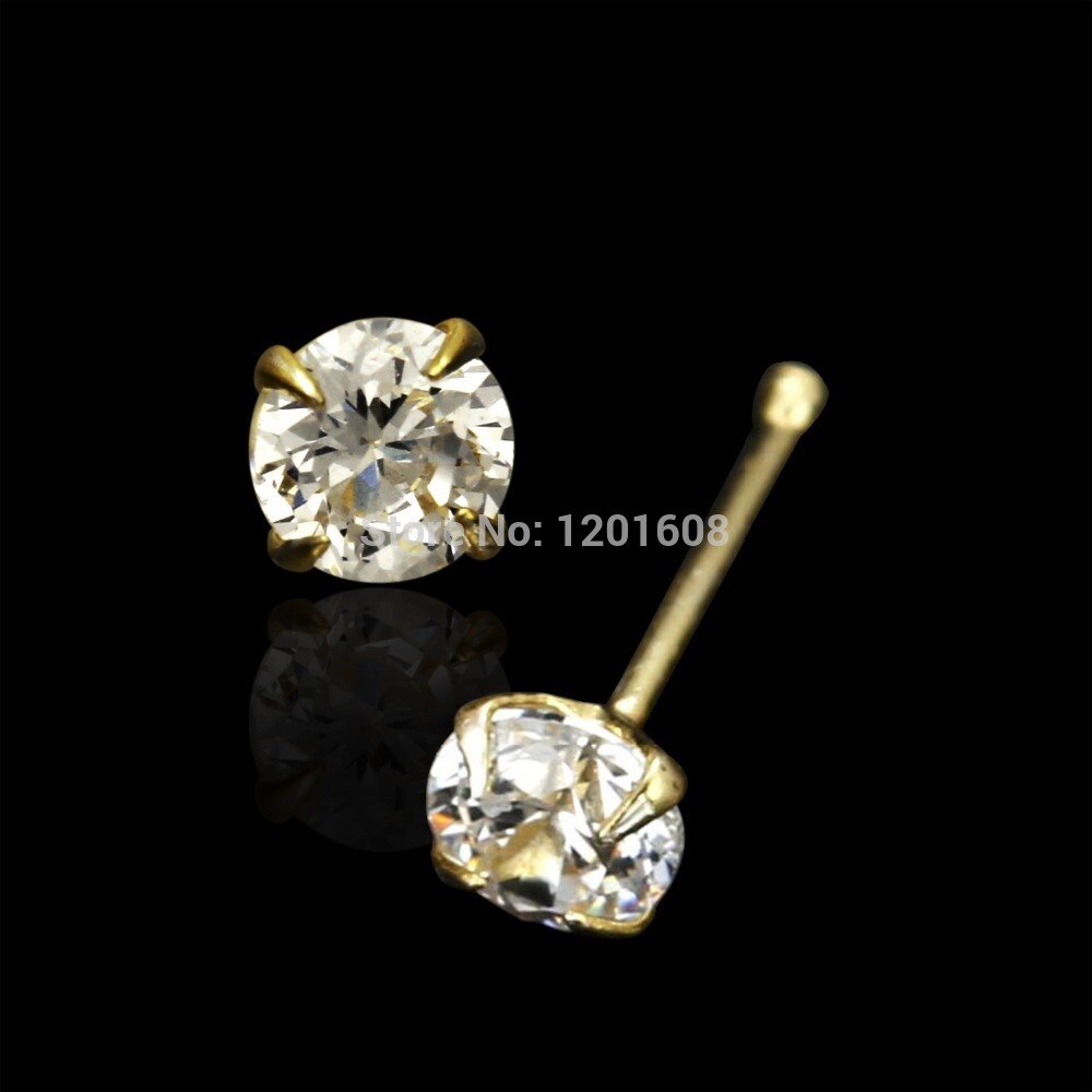 20 Stks/partij 3.0Mm Cubic Zirkoon Neus Stud 925 Sterling Zilveren Piercing Nez Neus Piercing Lichaam Sieraden