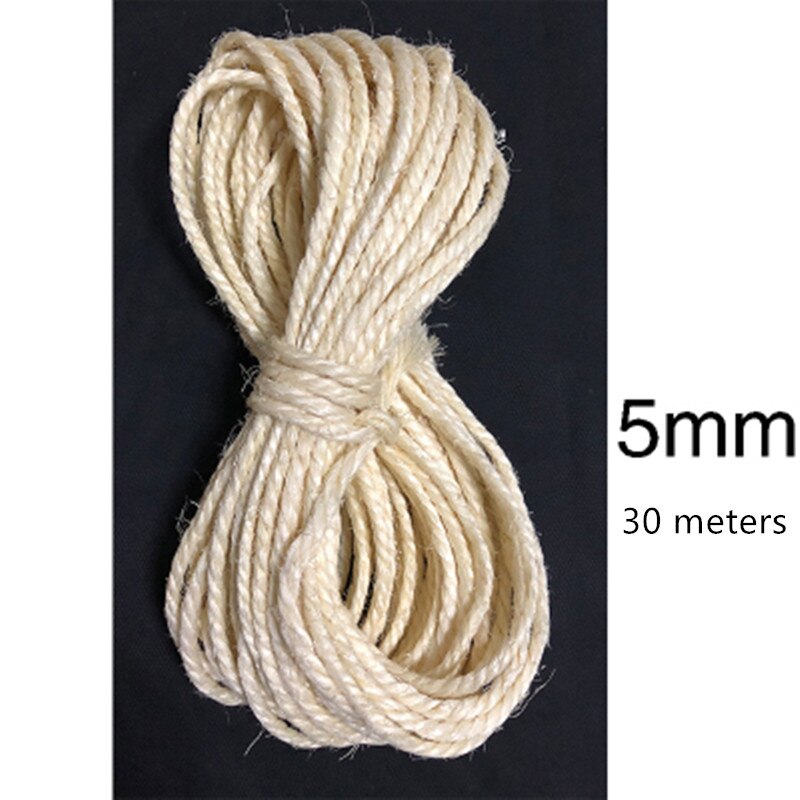 Sisalköysi kissa raapiminen kotitekoinen käsintehty sisal kiipeilyteline kissan raapimislauta kissan puu perusväri 6/8mm paksu: Valkoinen 5 mmx 30m