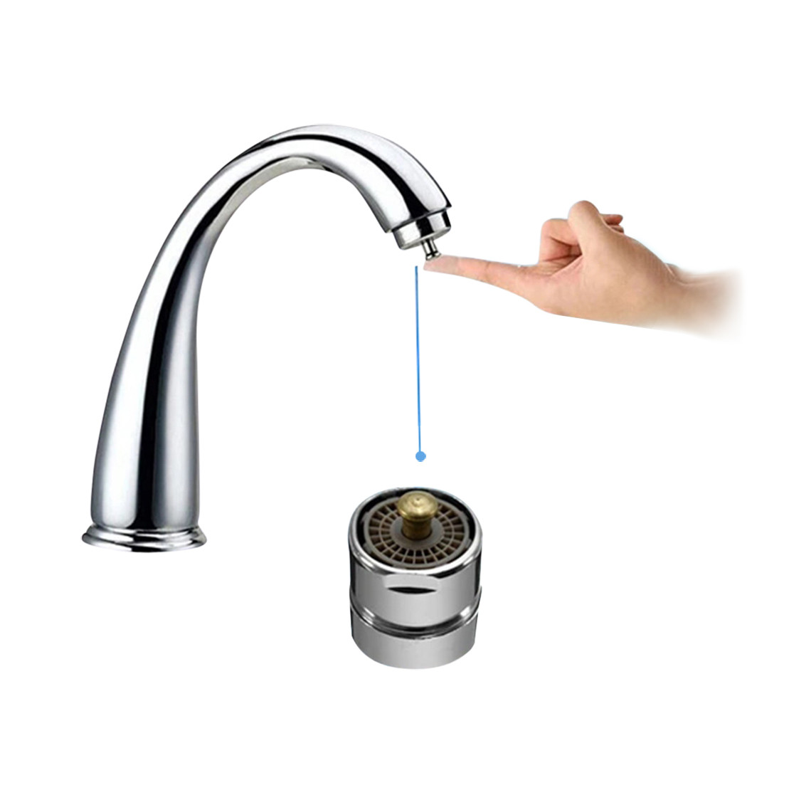 1Pcs Mrosaa Brass One Touch Control Faucet Aerator Water Saving Tap Aerator Valve Male Thread 23.6mm Bubbler Purifier Stop Water