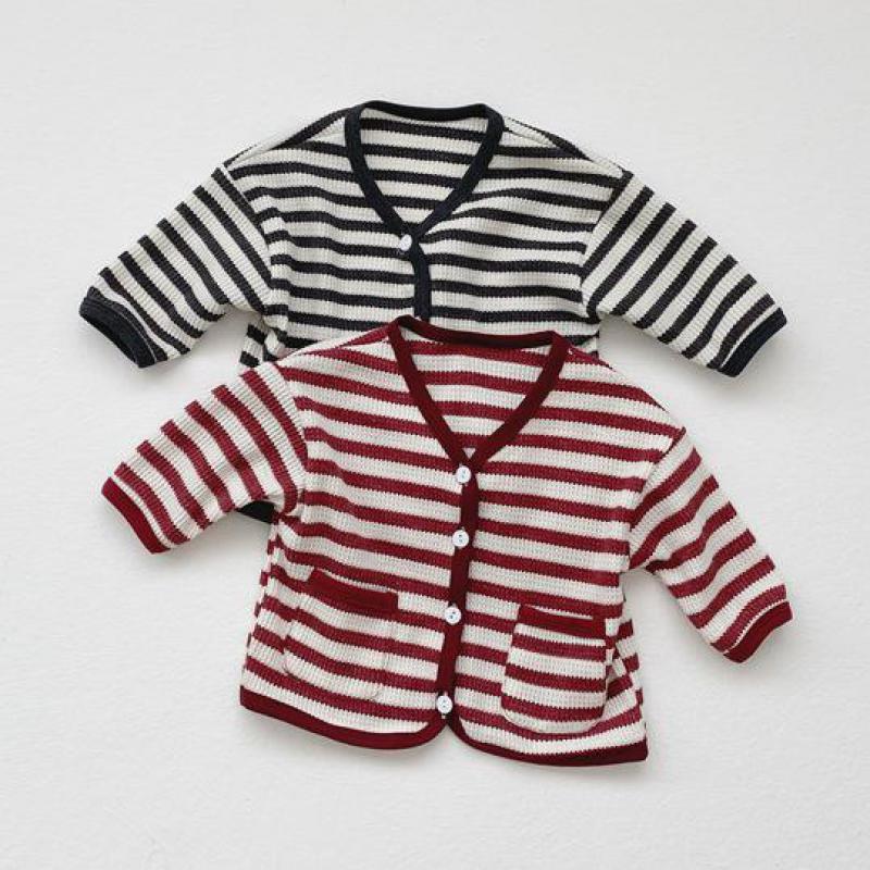 Baby Jungen Mädchen Strickjacke Herbst Baumwolle Gestreiften Oberbekleidung Spitzen Baby Kleidung Weichen Bequemen Herbst freundlicher Jacke Mantel