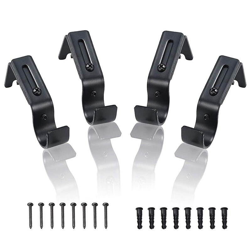 2 stuks van roestvrij staal mat zwart douchecabine staaf gordijn flens zetel set houder flens socket kleding staaf beugel met schroeven